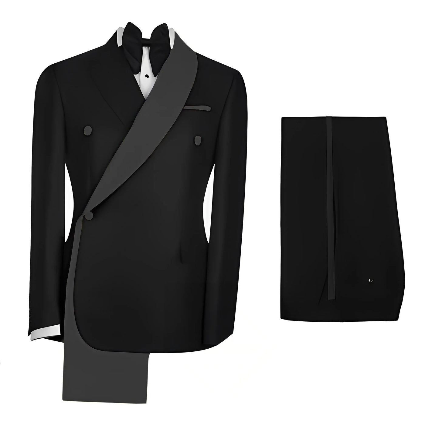 Fashionable Men's Suit 2 piece Set Black Jacket With Gold Collar Wedding Groom Tuxedo Classic Men's Tailored Blazer Pants