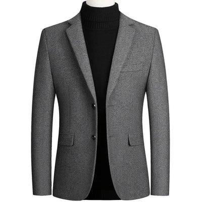 New Men's Wool Blazers Male Suit Jacket Oversized Solid Business Casual Winter Jacket Men Clothing Wedding Suit Coat 4XL A5FJ002