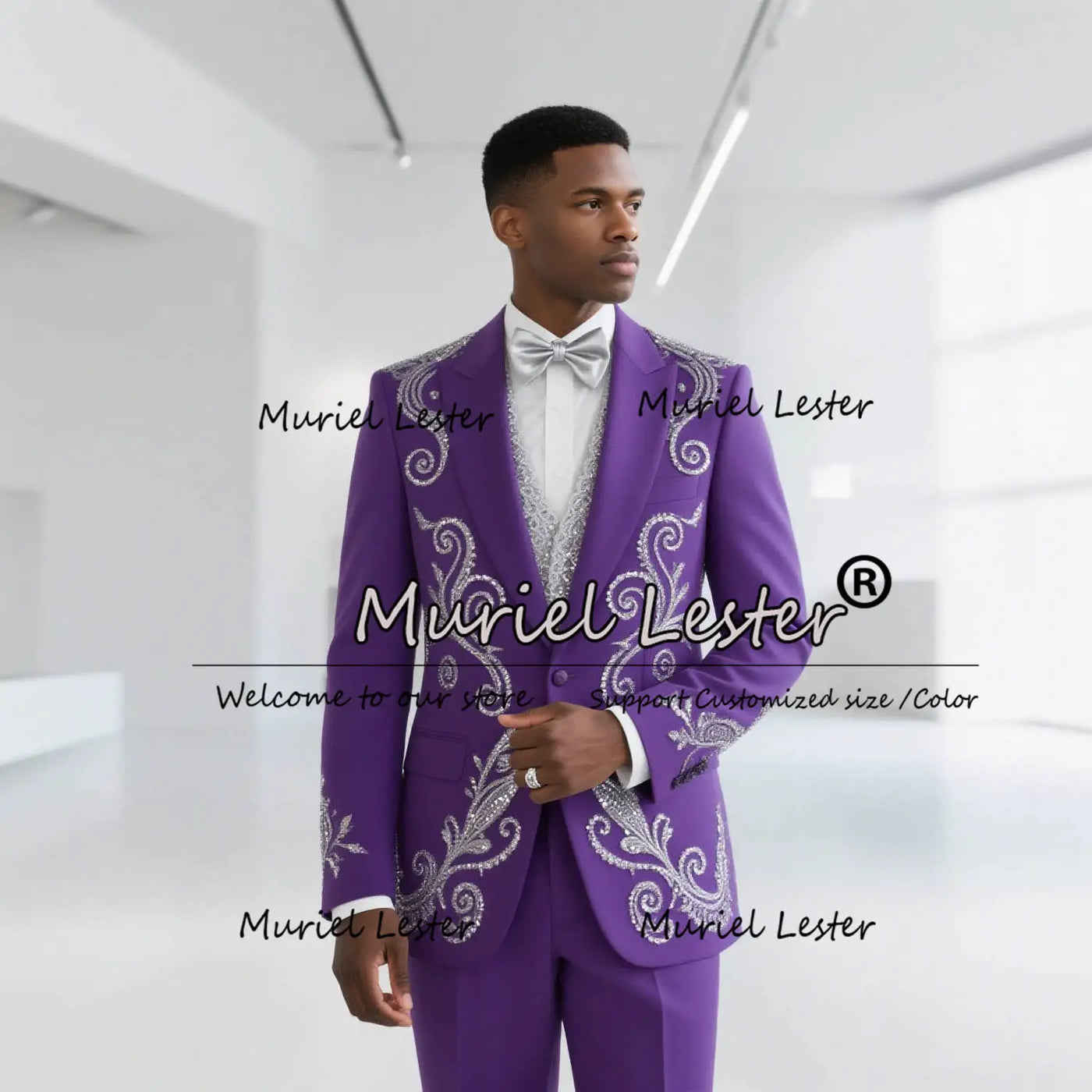 Crystals Beaded Men Suits 2 Pieces Prom Party Blazer Customized Slim Fit Wedding Groom Tuxedos Jacket Pants Costume Homme 2025