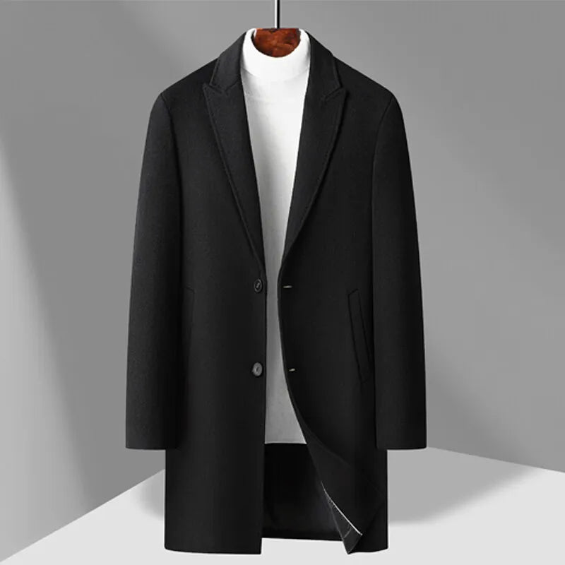 75.8% Sheep Wool Outdoor New Men's Fashion Everything Trend British Style Business Windbreaker Medium Long Woolen Coat