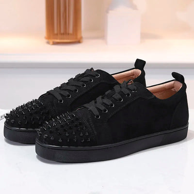 men luxury fashion rivets shoes cow suede leather studded shoe party nightclub dress flat platform sneakers breathable footwear