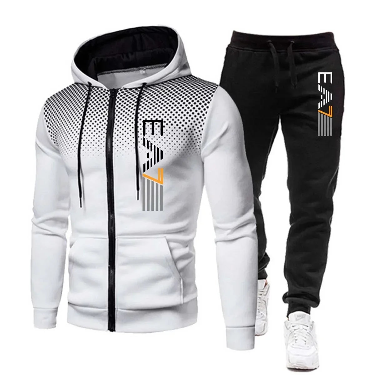 New men's warm hooded sports suit Men's sports fitness wear Men's running set Sports suit with hood Men's hooded coat for sports