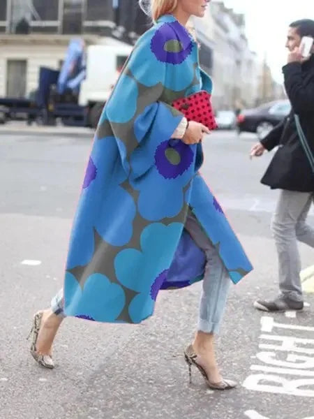 2025 Autumn/Winter New Women's Flare Sleeve Jacket Loose-Fit Printing Long-Sleeve Coat Windbreaker For Juniors Fashion