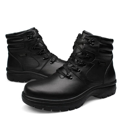 Men Genuine Leather Boots Winter Snow Boot Waterproof Boots With Fur Warm Boots Super Large Szie 51 52 53  Men Bottom Shoes