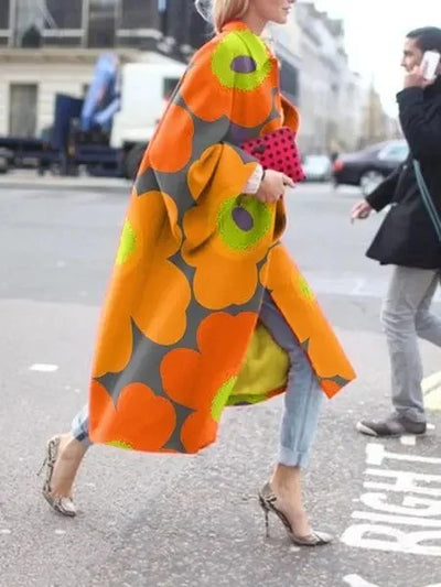 2025 Autumn/Winter New Women's Flare Sleeve Jacket Loose-Fit Printing Long-Sleeve Coat Windbreaker For Juniors Fashion