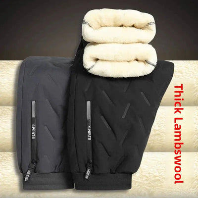 Thiened Lamb Velvet Men's Winter Outdoor Cold-resistant Warm Fce Lined Pants Large Size down Cotton Pants