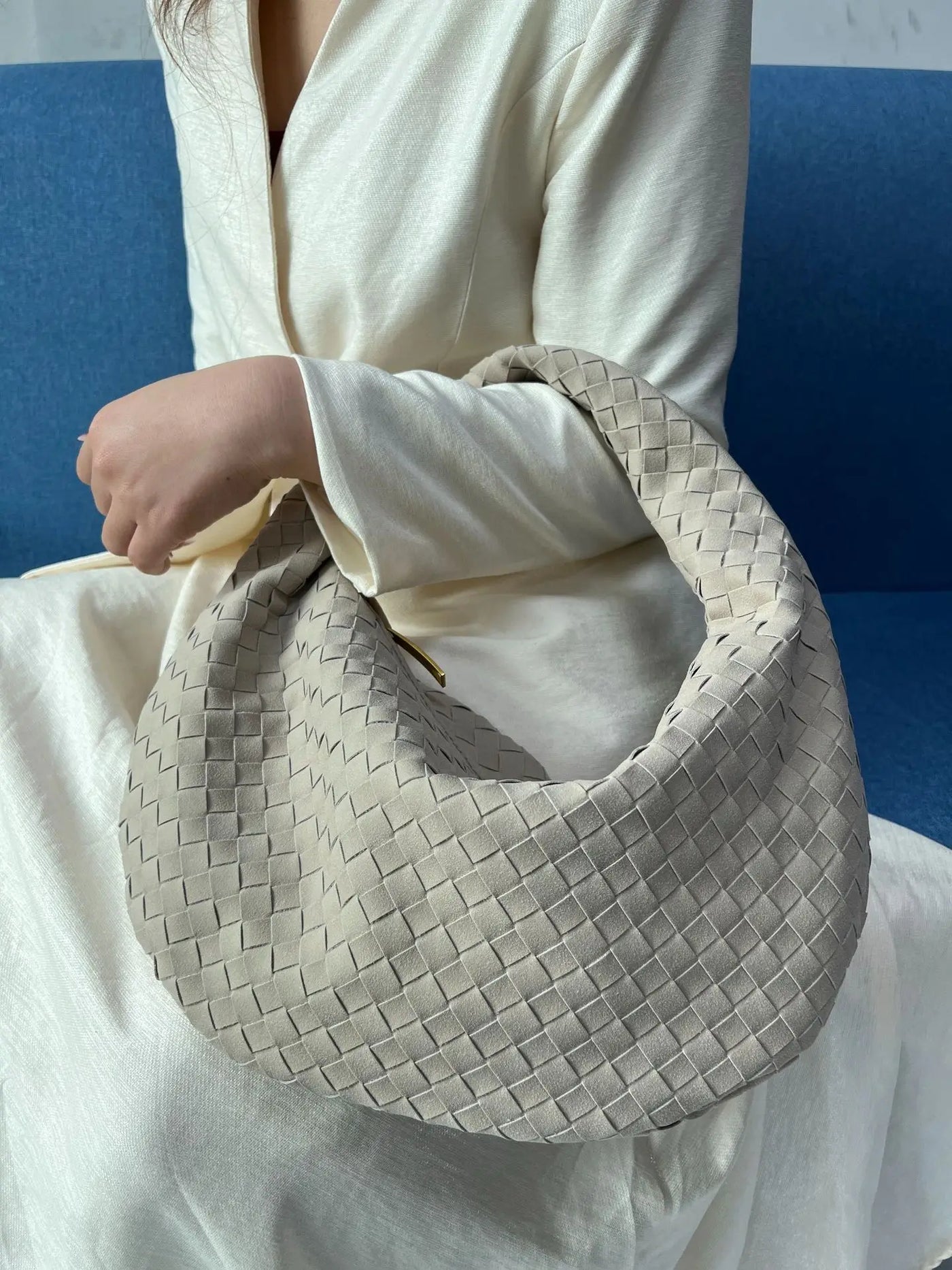 New woven bag high-end western-style casual armpit bag women's single shoulder handbag large dumpling bag hand-held bag