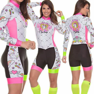 2025 Pro Team Triathlon Suit Women's Cycling Jersey Skinsuit Jumpsuit Maillot Cycling Ropa ciclismo long sleeve set gel