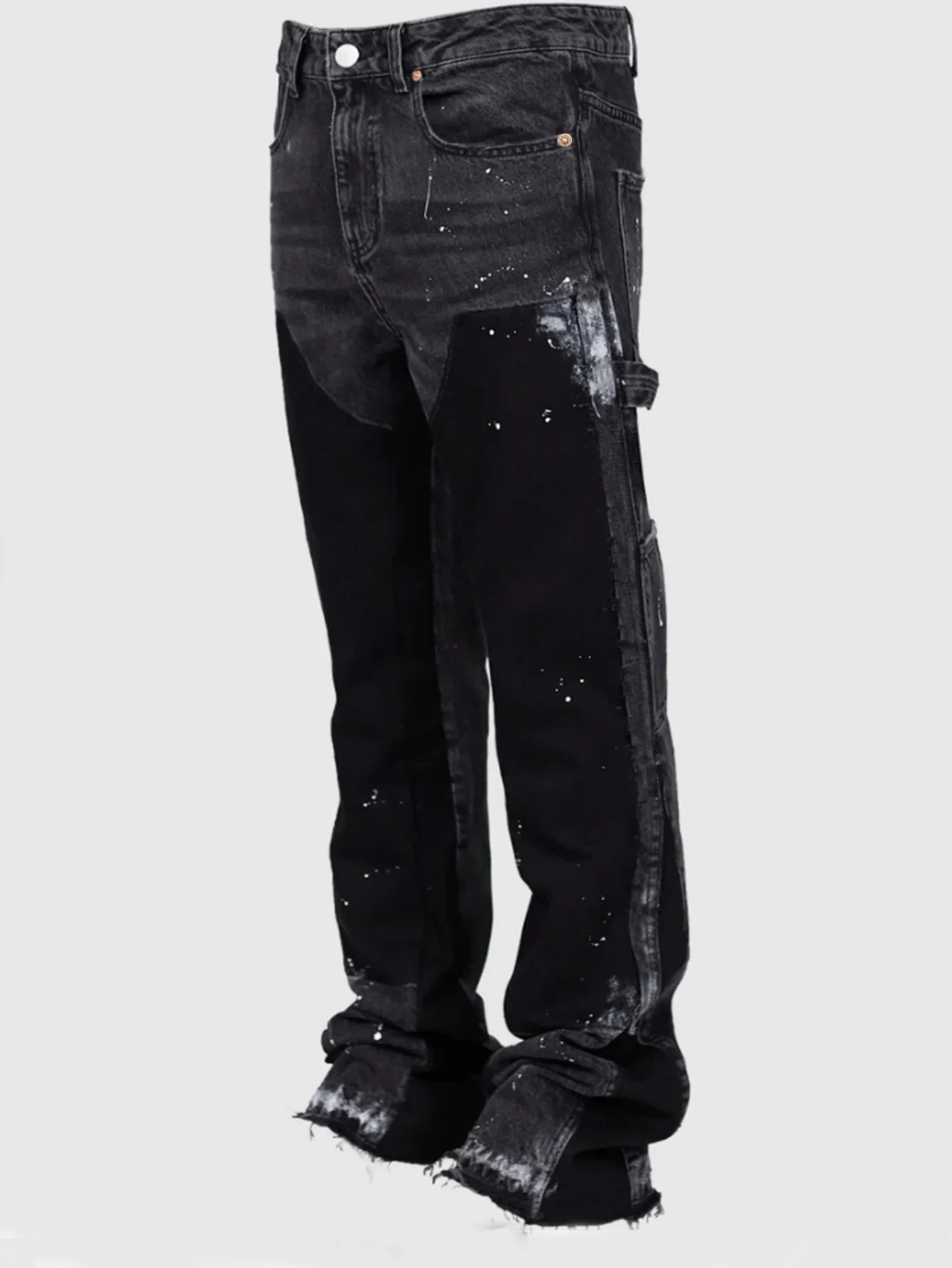 Y2k Jeans Men Painting Patch Baggy Stacked Jeans Fashion Work Wear Popular Stretch Patch Denim Stacked Flare Jeans Pants
