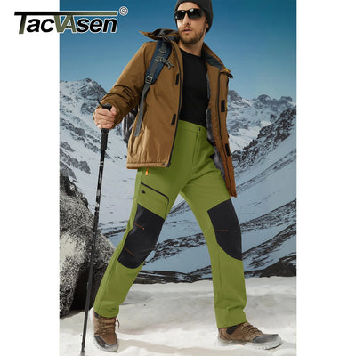 TACVASEN Winter Ski Pants Mens Warm Thermal Waterproof Pants Fleece Lined Trousers Outdoor Hiking Mountain Work Pants Windproof