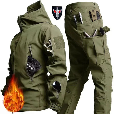 5XL 6XL Low Price Sale of Men's Outdoor New Soft Shell Waterproof and Cut Resistant Thick Wool Fleece Multi Pocket Tactical Set