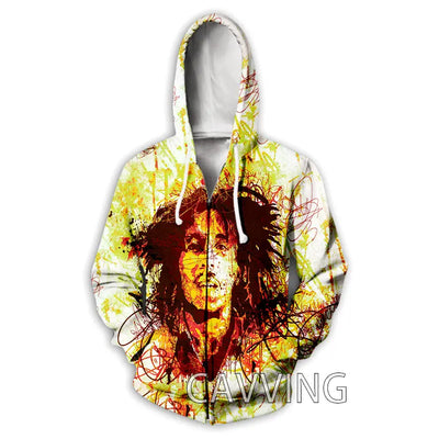 New Fashion 3D Print BOB MARLEY  Zipper Hoodies Zip Up Hooded Sweatshirts Harajuku Hoodie Hip Hop Sweatshirts  H02