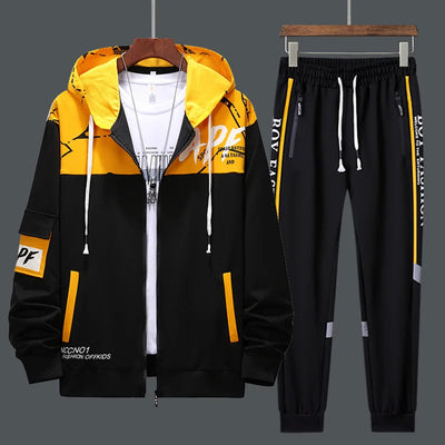 Men Tracksuit Sweat Suits Mens Patchwork 2 Piece Hoodie+Pants Set Hip Sweatpants Hop Fashion Streetwear Sports Clothing Set 4XL
