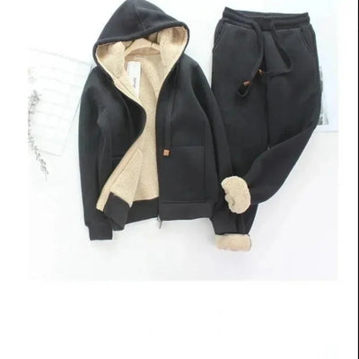 Plus Size Women's Autumn/Winter New Fleece-Lined Thickened Sportsuit Loose-Fit Slimming Casual 2-Piece Set Stylish