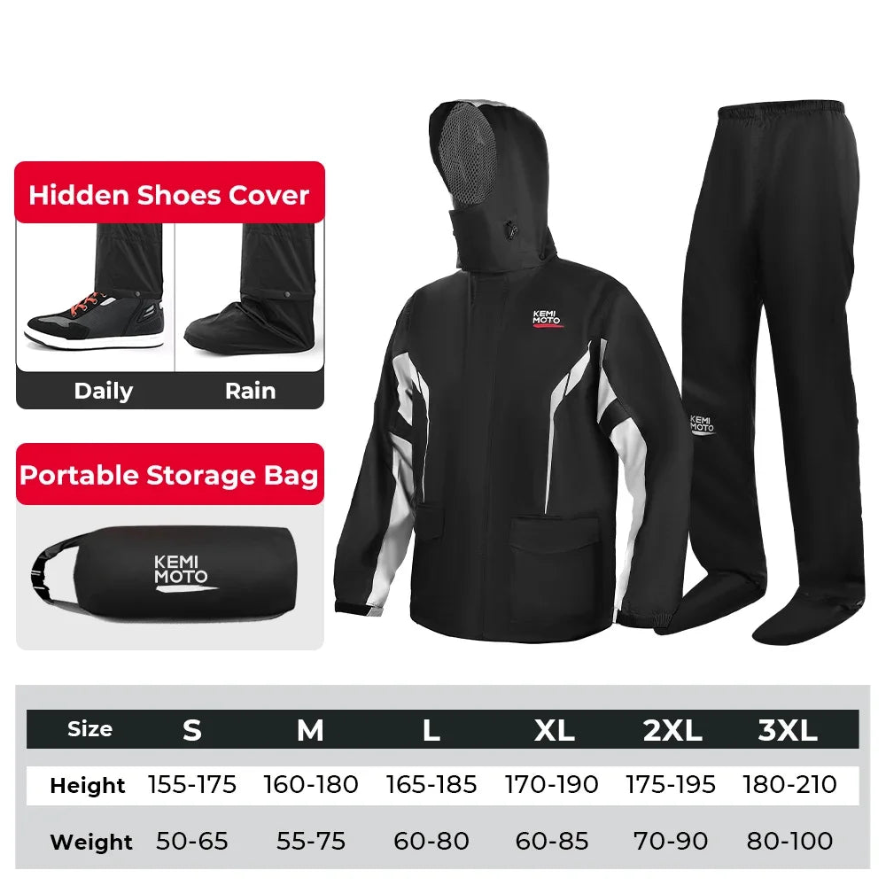 KEMIMOTO Motorcycle Raincoat Waterproof Rain Jacket Pants Split Suit Breathable Impermeable Riding Cycling Motocross Motobike