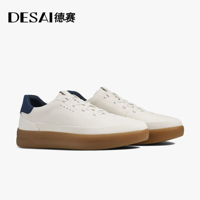 Desai shoes men's leather shoes men's 2025 new men's shoes casual shoes with light soft sole small white shoes men