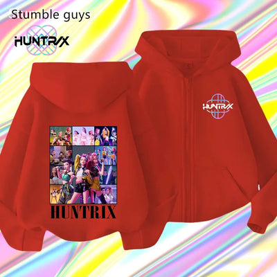 Autumn New KPop Demon Hunters Kids Boys Girls Zipper Hoodie Long Sleeve Sweatshirt Anime Clothes Trendy