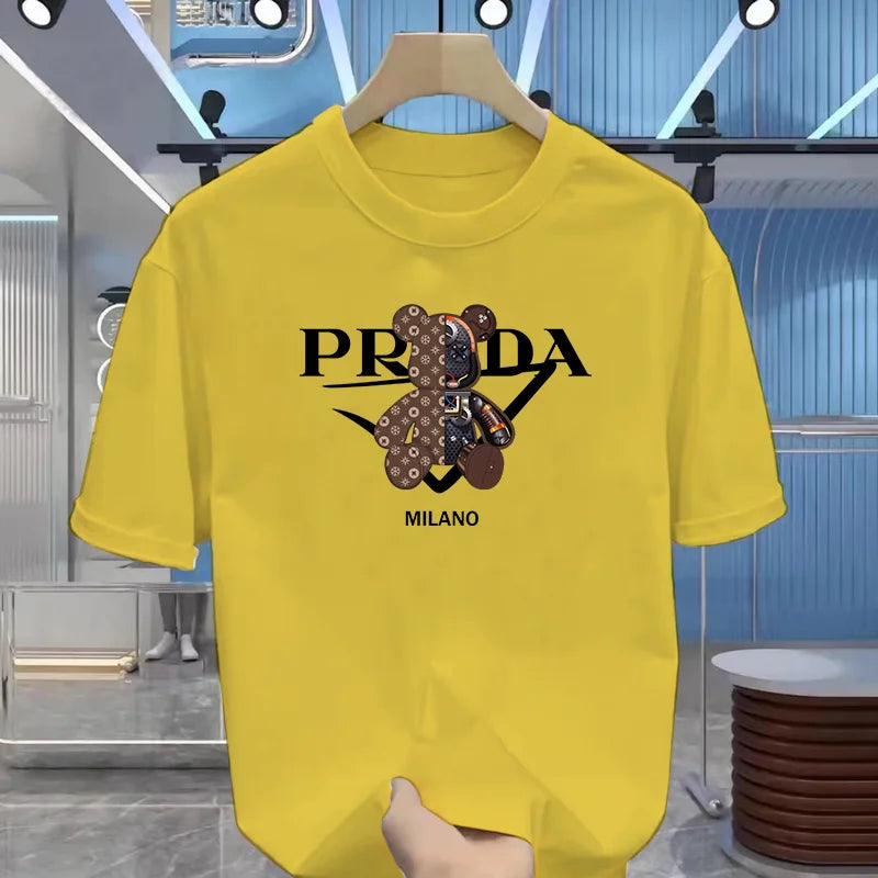 Men's luxurious printed summer high-quality T-shirt 100% pure cotton, relaxed and loose fit, stylish and unique, round neckline