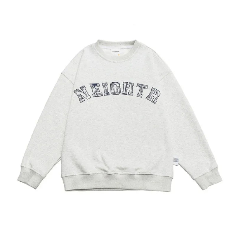 Casual Loose Long Sleeve round Neck Sweatshirt Embroidery for Men Autumn Fashion Brand Couple Matching Comfortable Streetwear