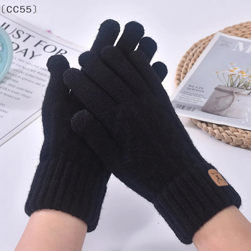 〔CC55〕1Pair Warm Gloves Autumn Winter Gloves For Men Cold-proof Warm Gloves Cycling Full Finger Touch Screen Gloves Gifts