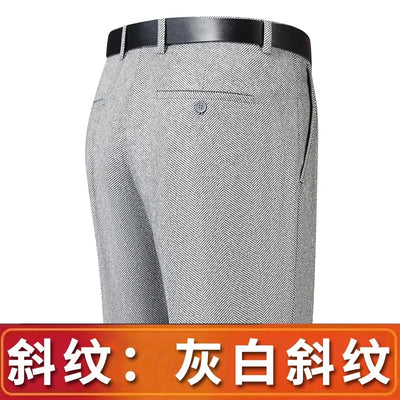 Autumn and Winter Men Thick Woolen Cloth Suit Pants Casual Straight Drape Korean Fashion Business Trousers Male Clothing Q78