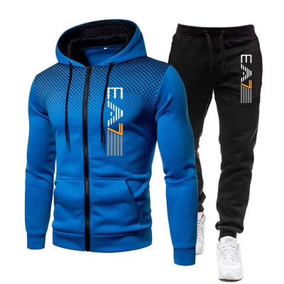 New men's warm hooded sports suit Men's sports fitness wear Men's running set Sports suit with hood Men's hooded coat for sports
