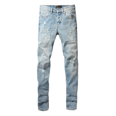 Light Blue Ripped American Jeans 9075 Brand Casual Pants