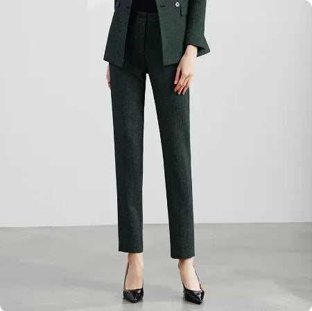 Retro Wool Suit Two Piece Sets Womens Outifits Double-Breasted Blazer Female President Manager Professional Suit Set Clothing