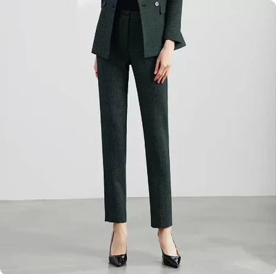 Retro Wool Suit Two Piece Sets Womens Outifits Double-Breasted Blazer Female President Manager Professional Suit Set Clothing
