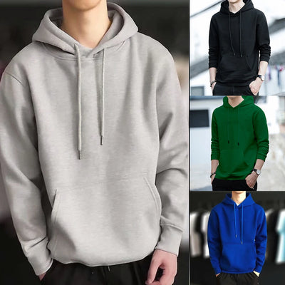 Mens Autumn Fashion Solid Color Harajuku Street Sweatshirt Hoodie Long Sleeves Casual Baggy Clothes Tops Hip Hop Sports Pullover