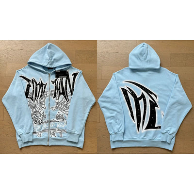 Autumn New Style MIXED EMOTION Zipper Jacket High Quality Colored Hot Diamond Print Windbreaker Casual Trousers Men Women