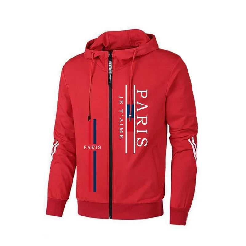 Paris Fashion Men's Tracksuit Zip-up Hoodie Black Sweatpants Autumn Winter Daily Casual Sporty Jogger Set Gym Fitness Sportswear