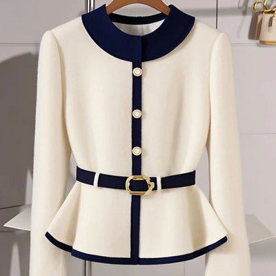 High-end Slim-fit Lazy Jacket Women's Autumn Winter 2025 New Fashion Knit Coat Top with Waistline Single-breasted Luxury Outwear