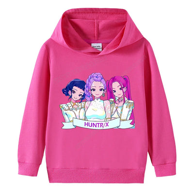 K-pop Demon Hunters Hoodies Girl Thin Hooded Sweatshirt Autumn Tracksuit Hood Sportswear Long Sleeve Pullover Kids Clothing