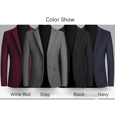 Business Casual Wool Blazer Men 2024 Autumn and Winter New Solid Men Blazer Regular Fit Long Sleeve Blazers for Men ZL361