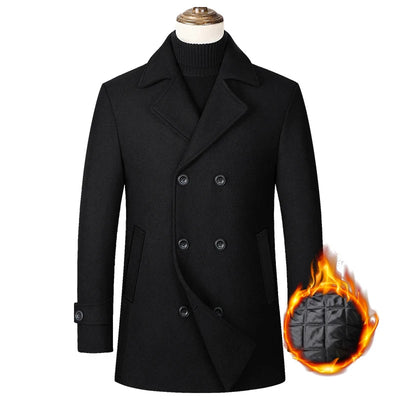 Eur Sizes Male Casual Business Jacket Autumn and Winter High-end Double-breasted Men's Woolen 40% Wool Coat Warm Trench Coat