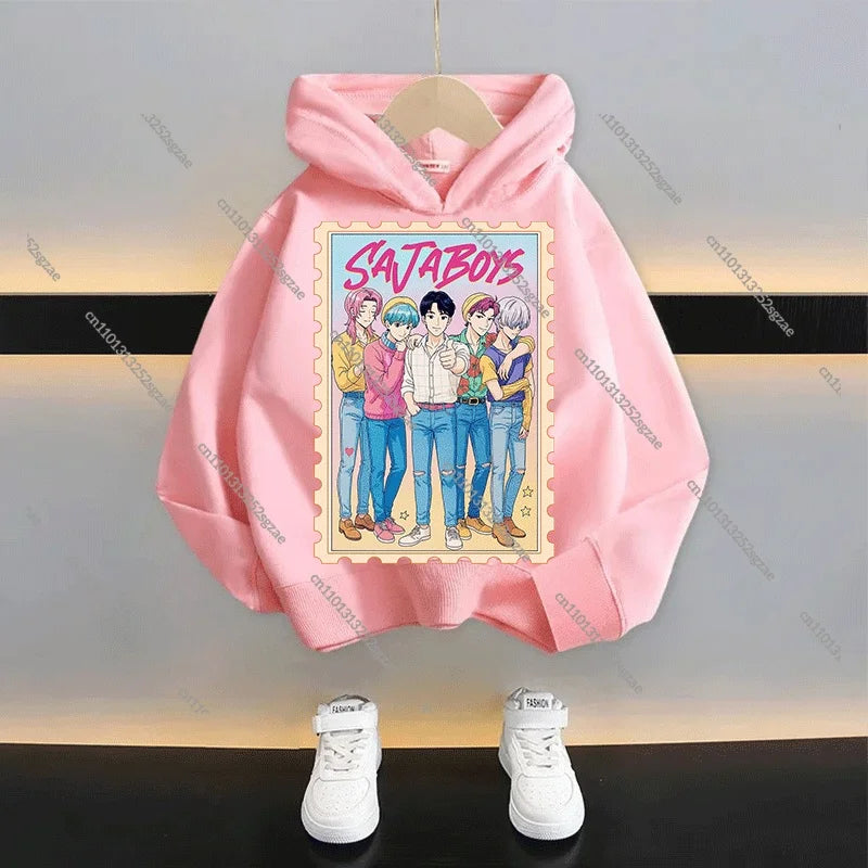 New 2025 KPop Demon Hunters Kids Hoodie: Cartoon Character Hooded Sweatshirt For Boys & Girls Casual Comfy Top