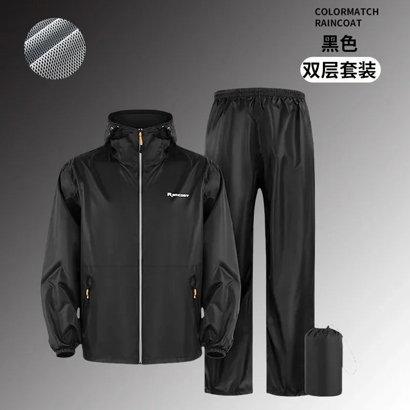 2025 New Adult Waterproof Raincoat Suit For Summer Unisex Motorcycle Raincoat Lightweight Breathable Outdoor Rain Wear