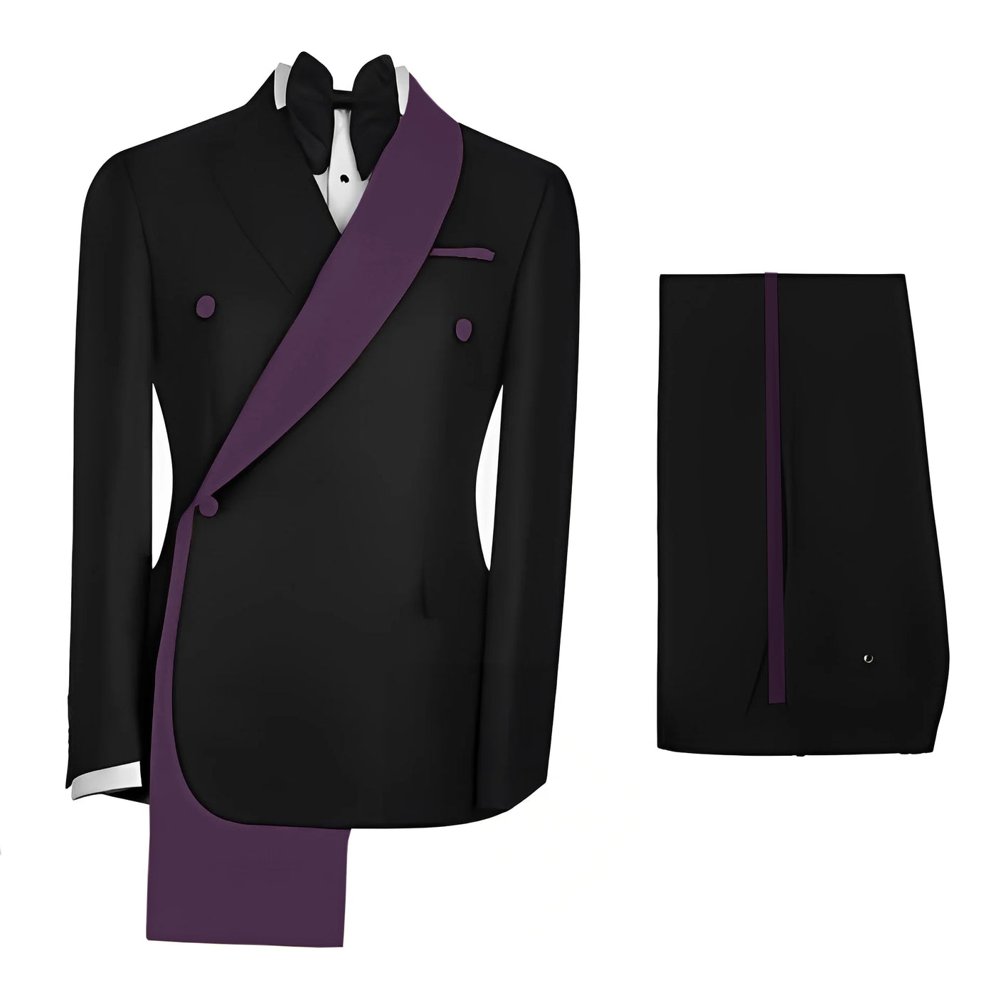Fashionable Men's Suit 2 piece Set Black Jacket With Gold Collar Wedding Groom Tuxedo Classic Men's Tailored Blazer Pants