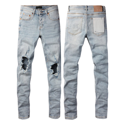 2025  Jeans Men's Vintage High-Waist Skinny  Denim Trousers Low-Rise Repairable Top Quality Streetwear Pants 9006