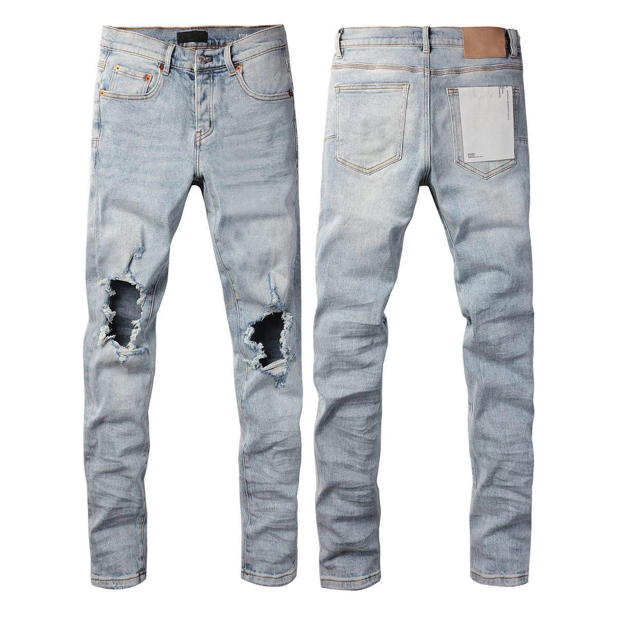 High Street Ripped Black American Jeans Paint Brand 9036 Pants for Women Fashionable Casual Torn Denim Skinnies