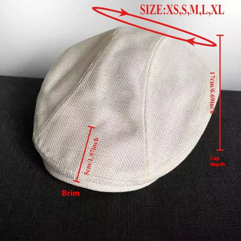 Big Size XL62cm Summer Linen Newsboy Caps Men Women Painter Berets Forward Hats Adult Casual Ventilate Breathable Advancing Hat