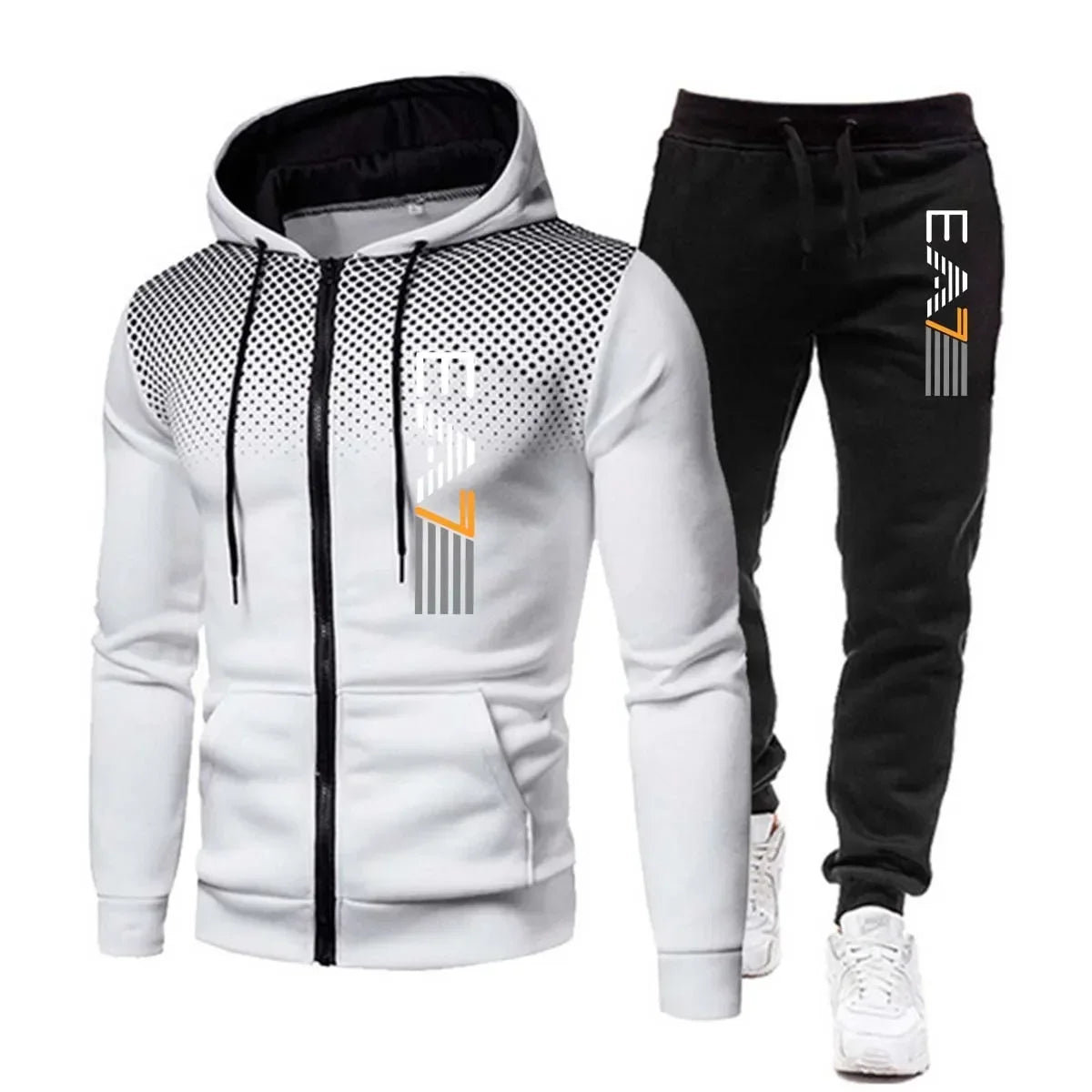 New men's warm hooded sports suit Men's sports fitness wear Men's running set Sports suit with hood Men's hooded coat for sports