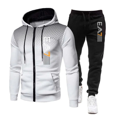 New men's warm hooded sports suit Men's sports fitness wear Men's running set Sports suit with hood Men's hooded coat for sports