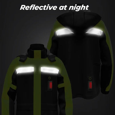 Raincoat Suit LED Alert Waterproof Cap Rain Jacket Pants Split Reflective Impermeable Outdoor Motorcycle Riding Cycling UTV ATV
