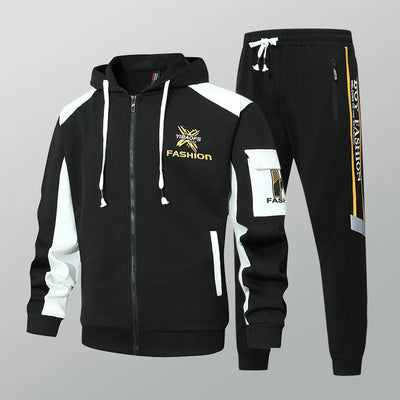 New men's Zipper Cardigan, Pants, High-end Fashion Two-piece Set, Casual Sportswear, Spring and Autumn Printed Commuting Set