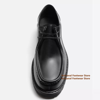 Thick-Soled Derby Shoes Men's Shoes Designer Stylish Lace-Up Casual Shoes Wear-Resistant Brand Trendy Handmade Men's Shoes