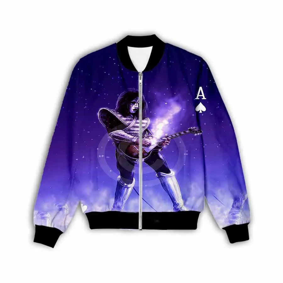 New Fashion Women/Men's 3D Print  Ace Frehley   Zipper Bomber Jackets Men Overcoat Mens Coat Zip Up Jackets    C1