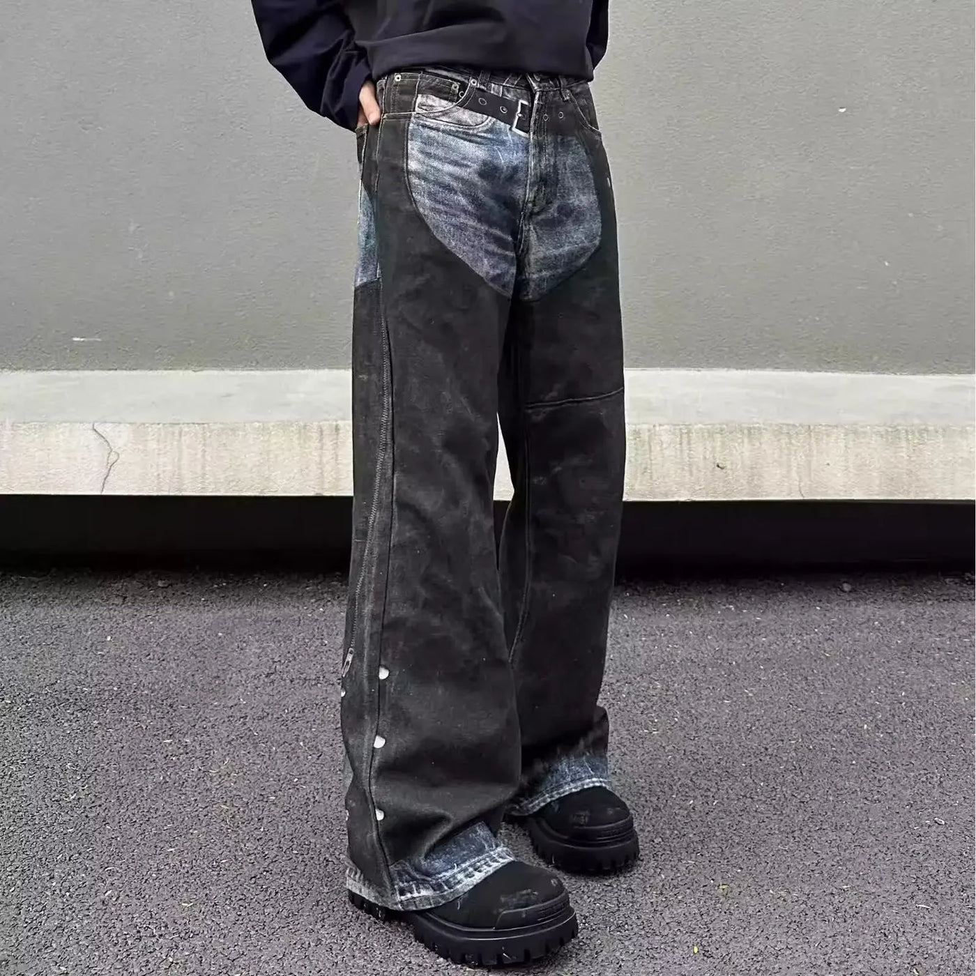 2024 Men's Autumn Straight-Leg Jeans Casual Trendy American Style Washable Coatings Streetwear Leisure Denim Pants