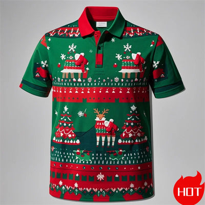 Funny 3D Cute Santa Claus Xmas Printed Polo Shirt For Men Happy Christmas Tee Merry Christmas Graphic Shirts & Blouses POLO Tops